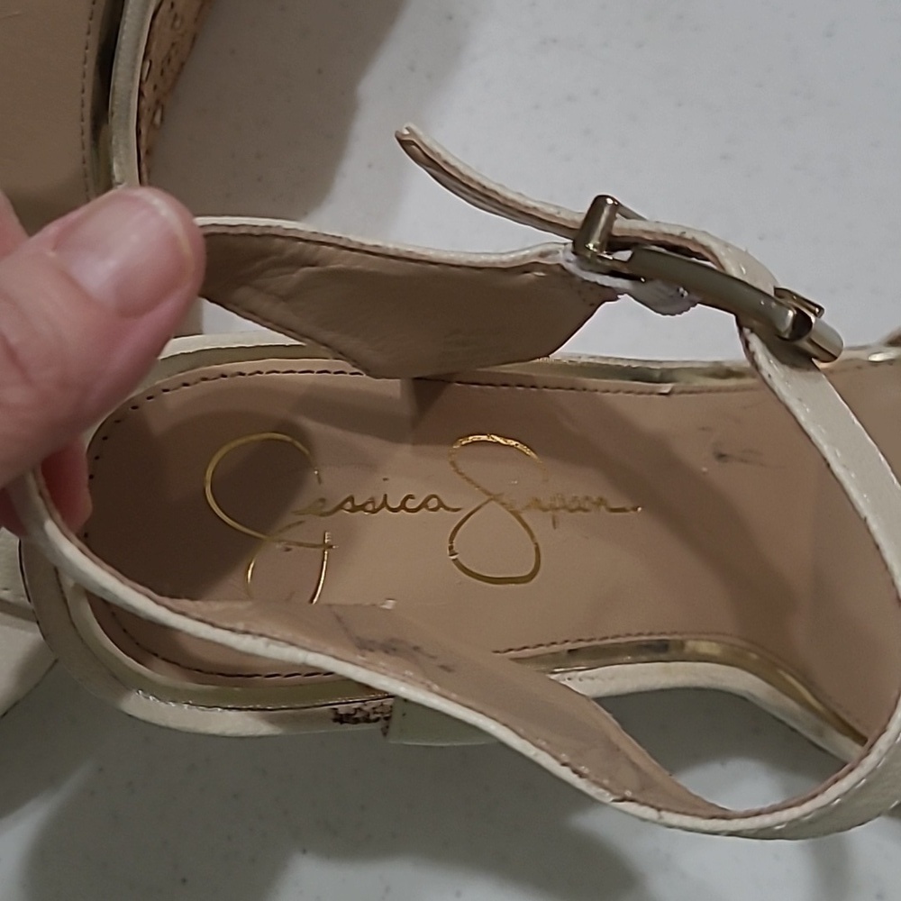 Jessica Simpson Cork & Cream Platform Wedge Sandals size 11 - Picture 5 of 16